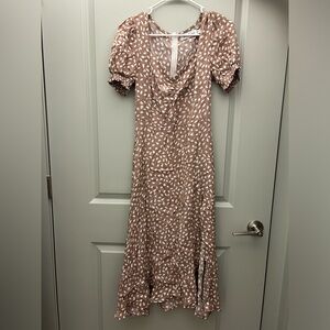 Patel and Pup Franklin Print Puff Sleeve Midi Dress